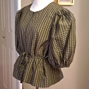 GANNI olive green top, size 10, NWT